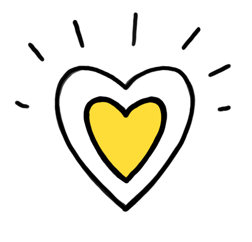 Een hartje, weergegeven in een eenvoudige, cartoonachtige tekenstijl.